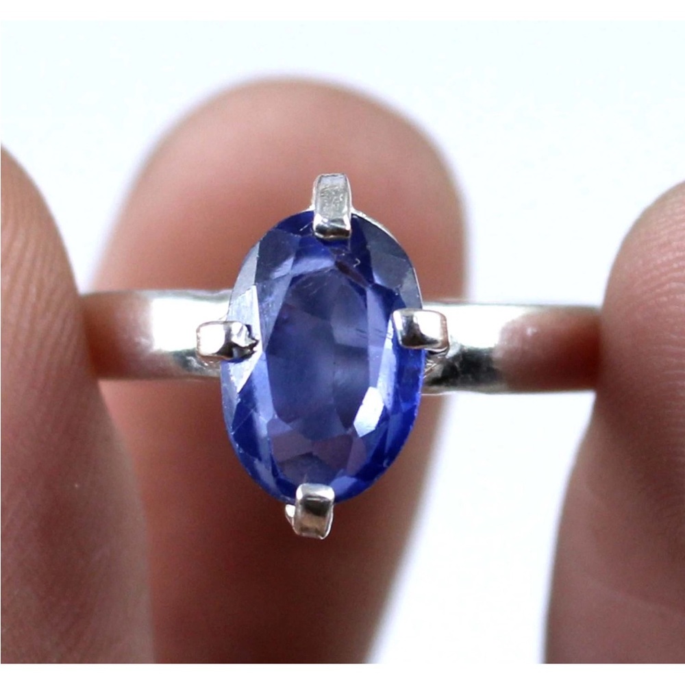 6Ct of Natural Blue Sapphire AGI certified Ring Sz 7.75 in 925 Sterling Silver - Picture 7 of 14